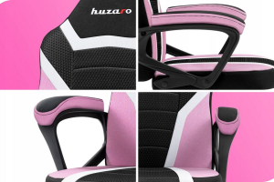 🎮 Fotel gamingowy czarno-różowy Huzaro dla dziewczynek od 80 cm do 150 cm wzrostu